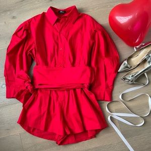 Athina red romper- large, like new